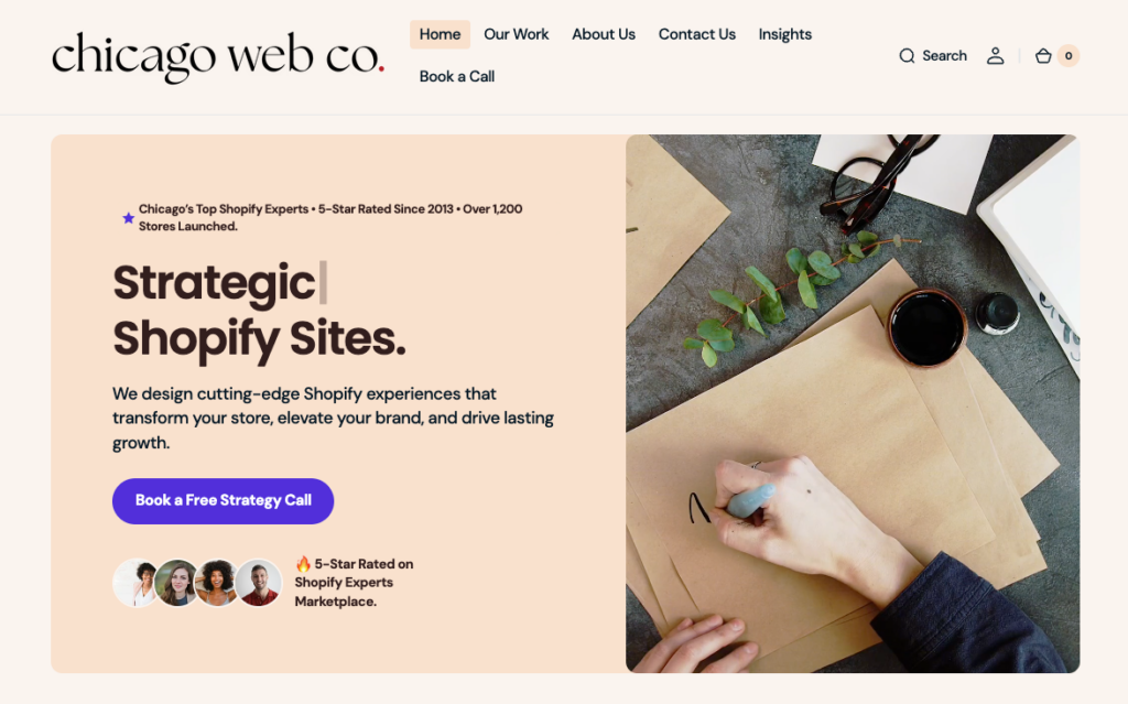 Chicago Web Co Shopify agency website screenshot