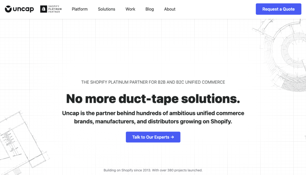 Uncap Shopify agency website screenshot